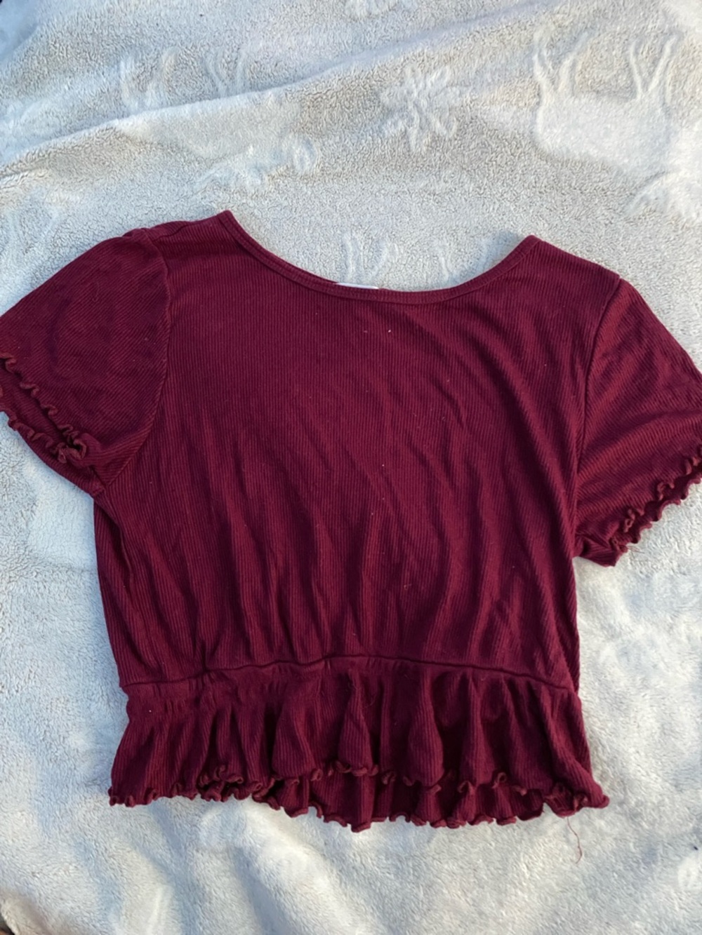Bozzolo Burgundy Ruffle Crop Top